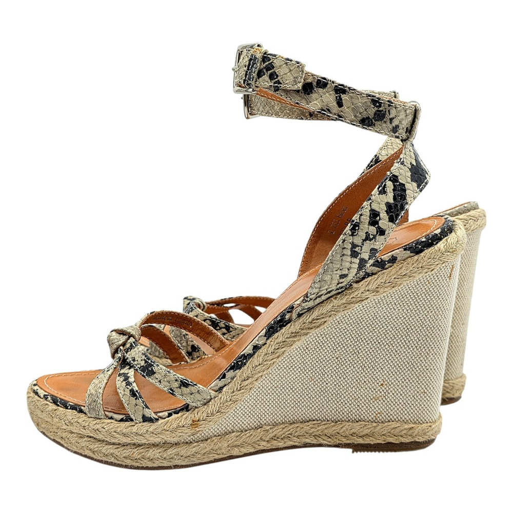 Resort Chic Coach Helen Wedge Sandals Women 8B Snakeskin Espadrille - Picture 2 of 12